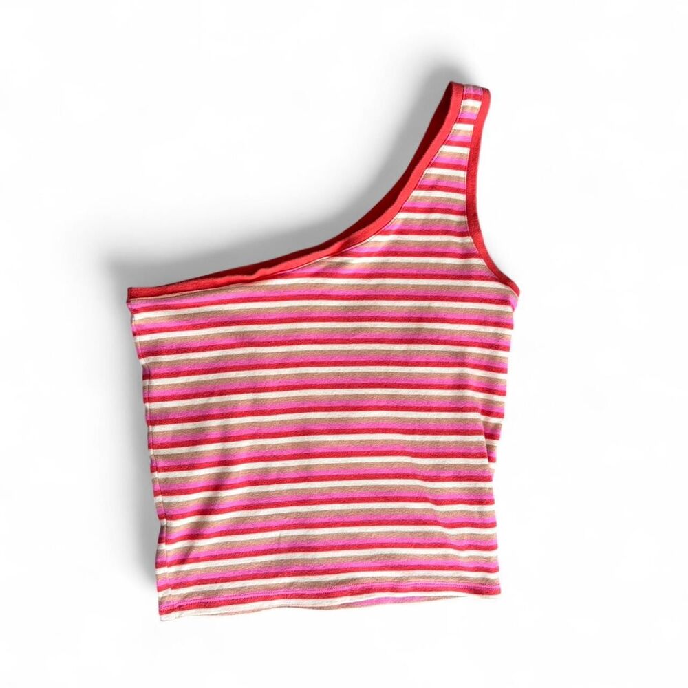 Cotton On pink striped one shoulder top